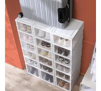 Armoire à Chaussures Portable Cube, pour Chaussures, Bottes, Pantoufles,34,5 x 26,4 x 104,4 cm (Blanc)