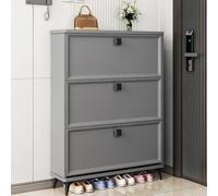 Armoire à chaussures pour entrée, seau à bascule autonome, organiseur à chaussures avec 3 tiroirs rabattables, étagère à chaussures en bois pour entrée/couloir/placard