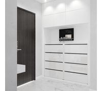 Armoire à chaussures pour l'entrée Étagère à chaussures modulaire Armoire avec espace pour ranger les chaussures Banc à chaussures avec l'abattant Blanc MATT Blanc GLOSS Commode à chaussures