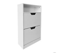 Armoire à chaussures Relaxdays H x L x P: 102 x 60 x 24 cm, 8 paires, 2 abattants couloir, meuble étroit, moderne, blanc