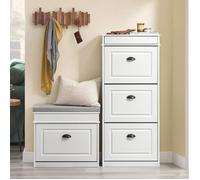 Armoire à Chaussures - SoBuy - FSR94-WG - 3 Abattants - 12 Paires - Blanc Effet Bois Vieilli