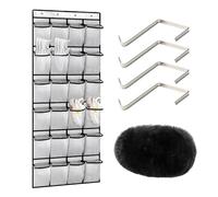 Armoire à chaussures suspendue avec 4 crochets en métal, 1 gant de cirage, sac de rangement pour chaussures sur la porte, 24 compartiments