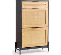 Armoire à chaussures VEVOR Commode à chaussures en rotin avec 2 tiroirs rabattables & 1 tiroir coulissant, pieds en métal, armoire à chaussures étroite