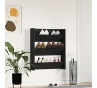 Armoire à chaussures vidaXL Noir Chêne 80x18x90 cm en bois composite