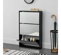 Armoire à chaussures 'Vogar' avec 3 portes miroirs pour 9 paires de chaussures 102,5 x 63 x 17 cm Noir