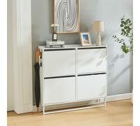 Armoire à chaussures 'Ylitornio' 91,5x100x19 cm avec piètement à patins blanc