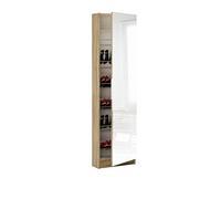Armoire à chaussures - 12 Paires - Décor Chêne - 1 porte avec miroir - L50 x P20x H180 cm - DEMEYERE