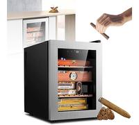 Armoire à cigares avec porte en verre, bois de cèdre, éclairage LED, réfrigérateur double cœur, peut contenir 300 cigares, idéal pour la maison, le bureau, la cuisine et le bar