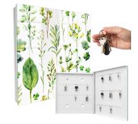 Armoire à clés 30x30x5 cm Aquarelle de Plantes Porte Droite Blanc