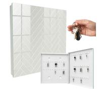 Armoire à clés 30x30x5 cm Chevrons subtils Porte Droite Blanc | Rangement | Sécurité | Accroche-clés | Coffret | Boîtier | Décoratif | Crochet | Mobilier | Attache | Fixation | Entrée