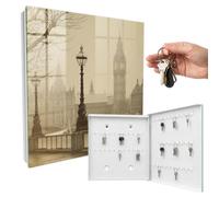 Armoire à clés 30x30x5 cm Londres brumeuse Porte Droite Blanc