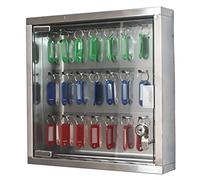 Armoire À Clés Boîte À Serrure À Clé Murale, Porte Transparente En Verre, Boîte De Rangement Murale En Acier Inoxydable Avec Clés Et Étiquettes De olorées (S : 24)