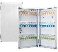 Armoire à clés en alliage d'aluminium avec support mural verrouillable avec crochet à clés et étiquette pour garage, hôtel, bureau, 48 clés incluses