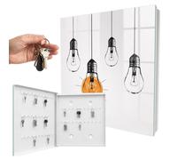 Armoire à clés métal & Verre 30x30x5 cm Ampoules Porte Gauche Blanc | Rangement | Sécurité | Accroche-clés | Coffret | Boîtier | Décoratif | Crochet | Mobilier | Attache | Fixation | Entrée