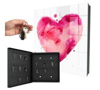 Armoire à clés métal & Verre 30x30x5 cm Cœur d'amour Porte Gauche Noir