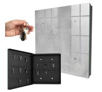 Armoire à clés Murale 30x30x5 cm Béton Brut Porte Gauche Noir