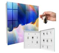 Armoire à clés Murale 30x30x5 cm Explosion de Couleurs Porte Droite Blanc