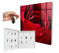 Armoire à clés Murale 30x30x5 cm Gros Plan sur Une Rose Porte Gauche Blanc | Rangement | Sécurité | Accroche-clés | Coffret | Boîtier | Décoratif | Crochet | Mobilier | Attache | Fixation | Entrée