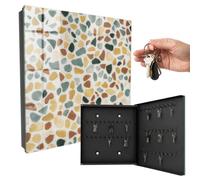 Armoire à clés Murale 30x30x5 cm Mosaïque de Galets Porte Droite Noir