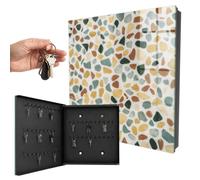Armoire à clés Murale 30x30x5 cm Mosaïque de Galets Porte Gauche Noir