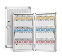 Armoire à clés murale avec 120 crochets, coffre-fort en métal verrouillable pour clés, porte-clés et cartes, solution de rangement extérieure sécurisée