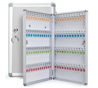 Armoire à clés murale - Boîte de verrouillage sécurisée pour 120 clés, coffre-fort extérieur avec crochets pour clés, porte-clés et cartes, solution de rangement en métal durable et verrouillable