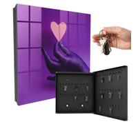 Armoire à clés Porte en Verre 30x30x5 cm Amour Violet Porte Droite Noir