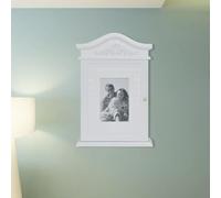 Armoire à clés - vidaXL - Blanc - Cadre photo en verre - 6 crochets - MDF et bois de pin