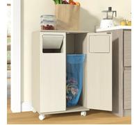 Armoire à déchets de cuisine avec roulettes - Poubelle de cuisine avec système de tri sélectif-à 2 compartiments- 46.7x35x80cm