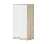 Armoire à deux portes avec tringle à vêtements 5 compartiments, grand espace de rangement pour chambre à coucher, chambre d'adolescent, 90 cm de large x 165 cm de haut x 55 cm de profondeur