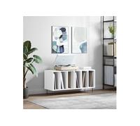 vidaXL Buffet armoire à disques et support de tourne-disque blanc brillant bois d'ingénierie