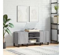 Armoire à disques, en matériau dérivé du bois, avec pieds en fer, 121 x 38 x 48 cm, espace de rangement spacieux pour vinyles, armoire solide en vinyle, pour salon et home cinéma - Gris Sonoma