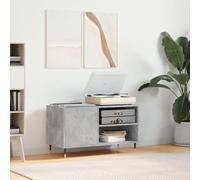 Armoire à disques, en matériau dérivé du bois, gris béton, avec pieds en fer, 85 x 38 x 48 cm, espace de rangement pour disques vinyles et vinyle, plaque supérieure stable, pour tourne-disque, design