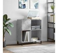 vidaXL Armoire à disques – Support de tourne-disque moderne, bois d'ingénierie, gris béton