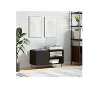vidaXL Armoire à disques support tourne-disque moderne avec rangement, noir, bois d'ingénierie