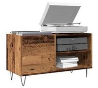 vidaXL Armoire à disques vieux bois 84,5x38x48 cm bois d'ingénierie, armoire pour tourne-disques, meuble de rangement pour disques vinyles, buffet pour tourne-disques