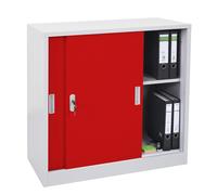 Armoire À Dossiers Boston Hwc-F41, Armoire En Acier, Avec Portes Coulissantes 90x90x45cm Rouge Multicolore