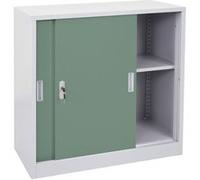 Mendler Armoire à dossiers Boston HWC-F41 90x90x45 cm portes coulissantes verrouillables Vert