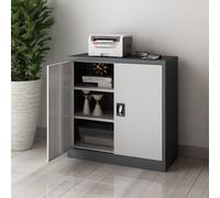 Armoire à dossiers Molise 90 x 40 x 90 cm Armoire de bureau avec 2 portes Armoire en acier avec 2 étagères réglables en hauteur Armoire métallique verrouillable Acier gris foncé/gris clair