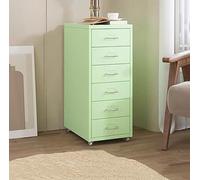 Armoire à dossiers roulants en métal mobile avec serrure à 3 tiroirs verticaux sur roulettes sous le bureau, casier de rangement sous le bureau, vert clair (69 x 40,6 x 27,9 cm)