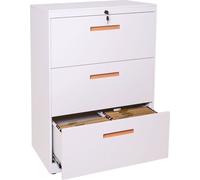 Armoire à dossiers suspendus HWC-A10, armoire de bureau en acier, A4 verrouillable ~ 103x76x46cm blanc