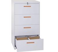 Armoire à dossiers suspendus HWC-A10, Armoire de bureau en acier, A4 verrouillable ~ 132x76x46cm blanc