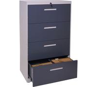 Classeur Suspendu HWC-A10, Armoire de Bureau en Acier, A4 verrouillable - 132x76x46cm Gris-Gris foncé