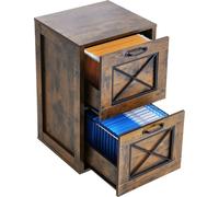 Armoire à dossiers VEVOR pour le bureau à domicile, armoire de rangement à 2 étages avec barre de suspension réglable pour dossiers A4 (brun miel)