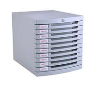 Armoire à fichiers avec serrure - 10 tiroirs - En polypropylène - Stockage de fichiers de données de bureau avec étiquettes d'index - Gris