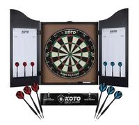 Armoire à fléchettes KOTO avec cible et 6 fléchettes en acier, KOTO Throwline et manuel, Armoire à fléchettes en bois, Armoires à