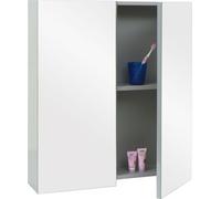 Armoire À Glace Hwc-B19b, Armoire De Salle De Bain Suspendue, 2 Étagères Haute Brillance Mvg-Certifié 70x60x16cm Gris Multicolore
