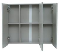 Armoire de toilette HWC-B19b, armoire de salle de bain suspendue, 6 étagères haute brillance FSC®- 70x80x16cm ~ gris