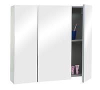 Armoire à Glace HWC-B19b, Armoire de Salle de Bain Suspendue, 6 étagères Haute Brillance MVG-certifié 70x80x16cm - Gris
