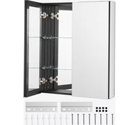 Armoire à glace VEVOR armoire à pharmacie miroir (662 x 135 x 762 mm) pour salle de bains avec 2 portes & 7 miroirs, montage encastré et mural, cadre en aluminium, armoire de bain
